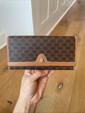 Celine Brown and Tan Triomphe Continental Wallet